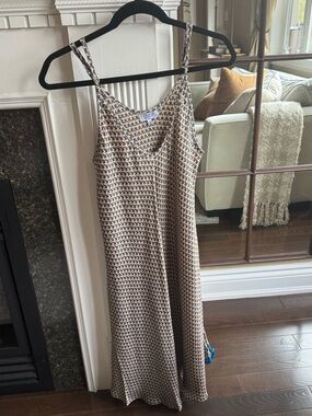Guru Beige & Navy Printed Slip Maxi Dress